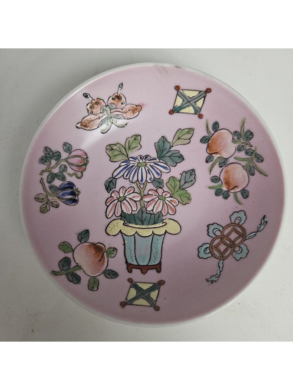 The Adophus Hotel Dallas TX in Room Trinket Dish Pink Hand Painted in Macau
